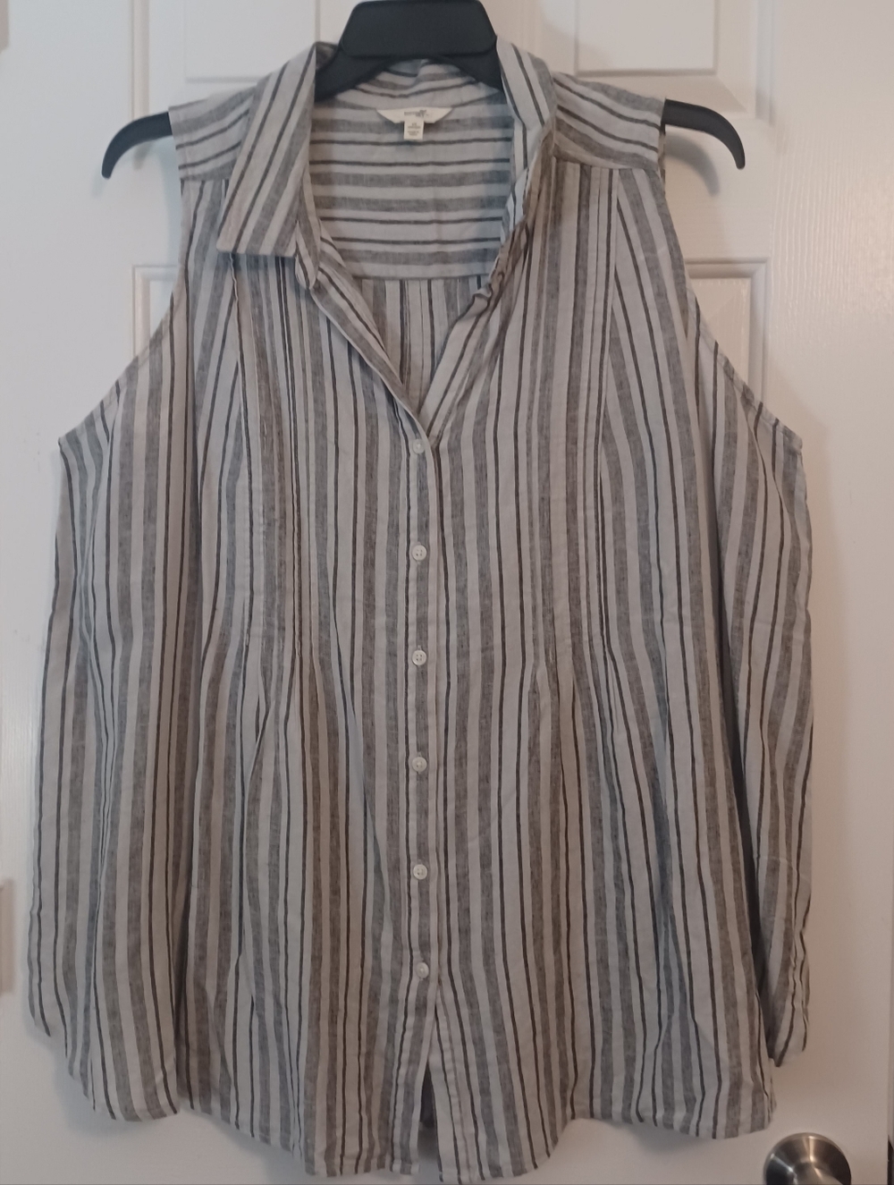 Terra & Sky Sleeveless Blouse Stripped Sz 1X